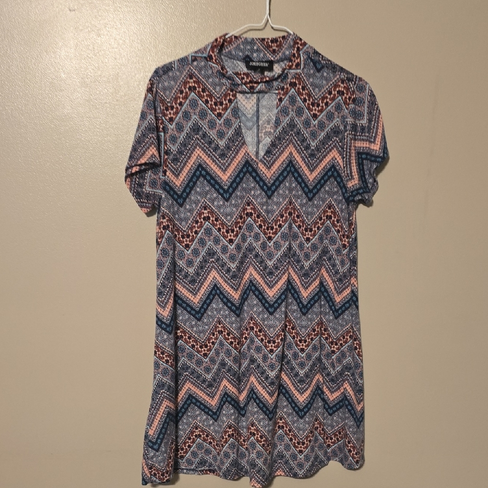 Joe Boxer Women’s‎ Blue Pink Patterned Short Sleeve Dress Size 1X
